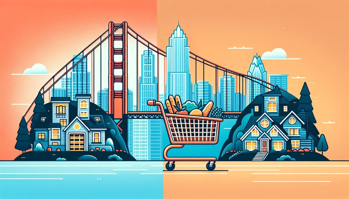 Cost of living comparison: San Francisco's higher consumer prices and grocery costs vs Austin's lower cost of living