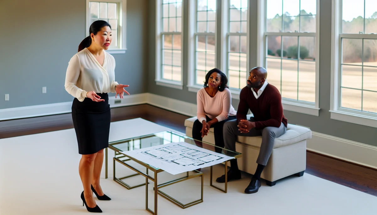 Professional stager discussing staging options with clients