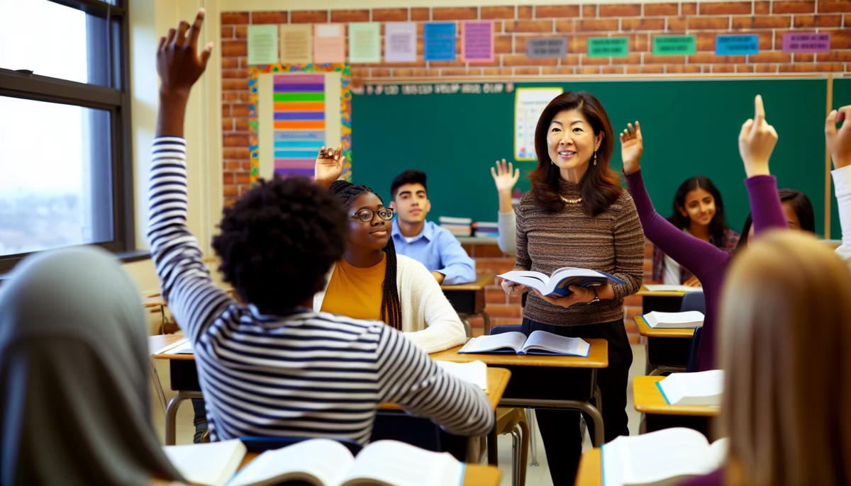 Diverse group of students engaged in a classroom discussion in Bastrop schools