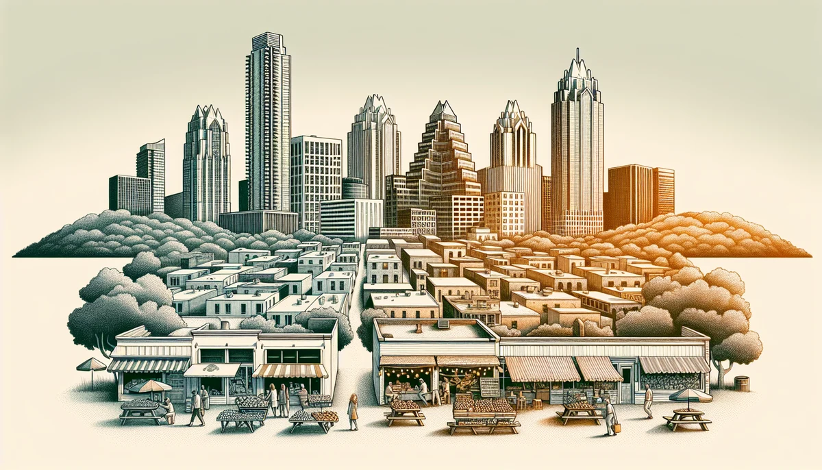 Artistic comparison of Austin and other major cities