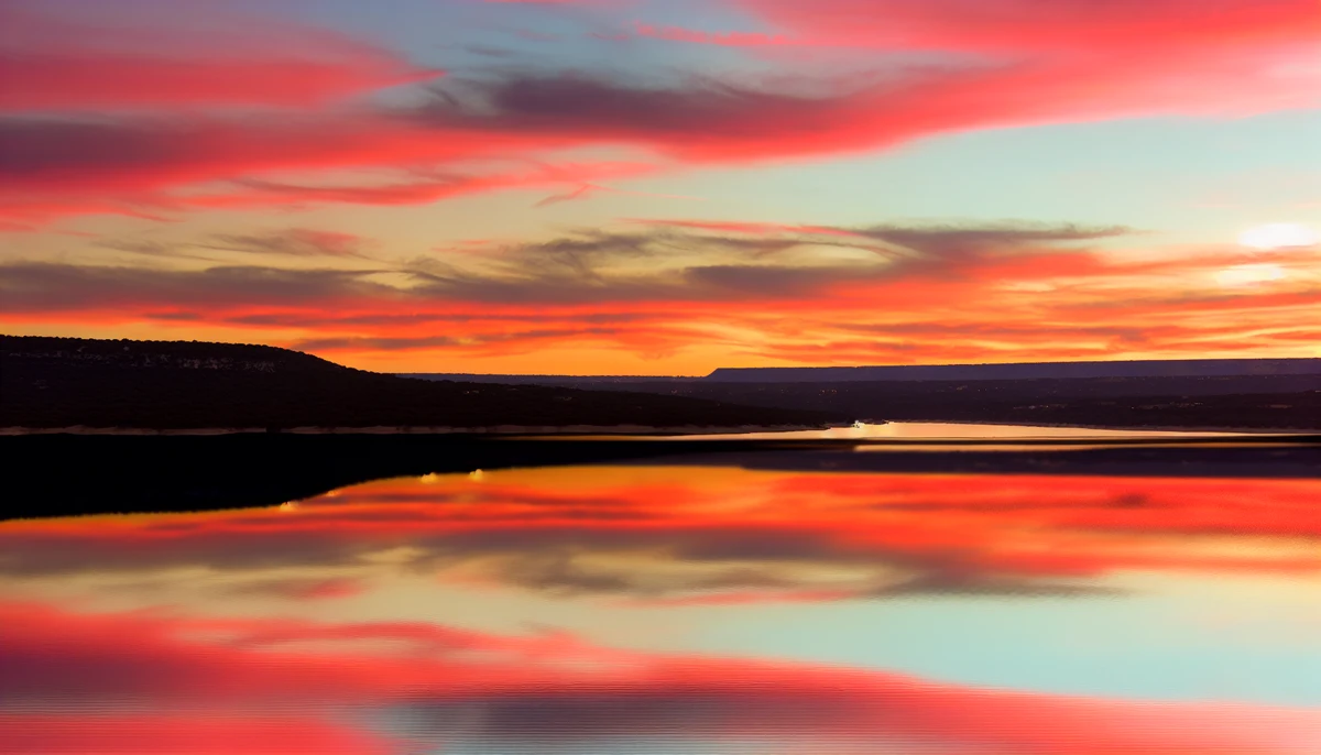 Stunning sunset over Lake Travis near Austin, Texas