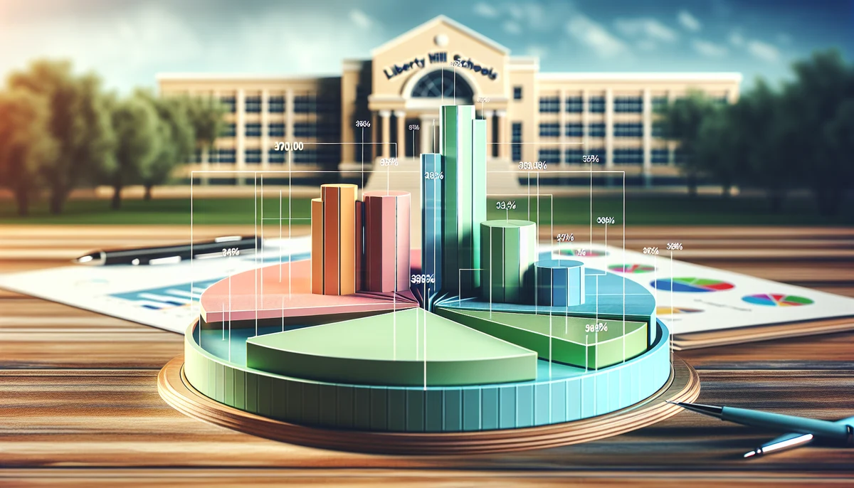 Financial chart showing budget allocation and expenditure for Liberty Hill schools