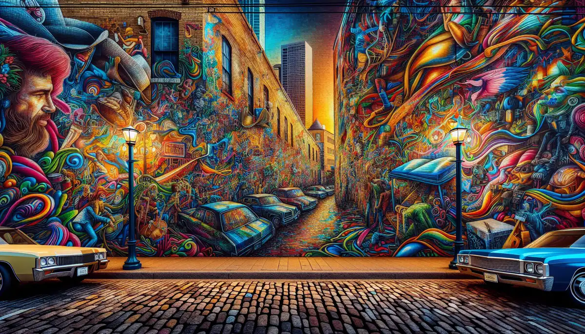 Colorful street art in Deep Ellum, Dallas
