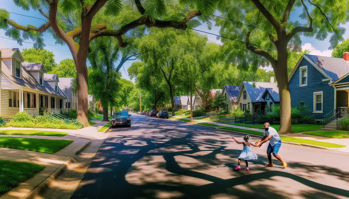 Tranquil streets of Oakwood Village