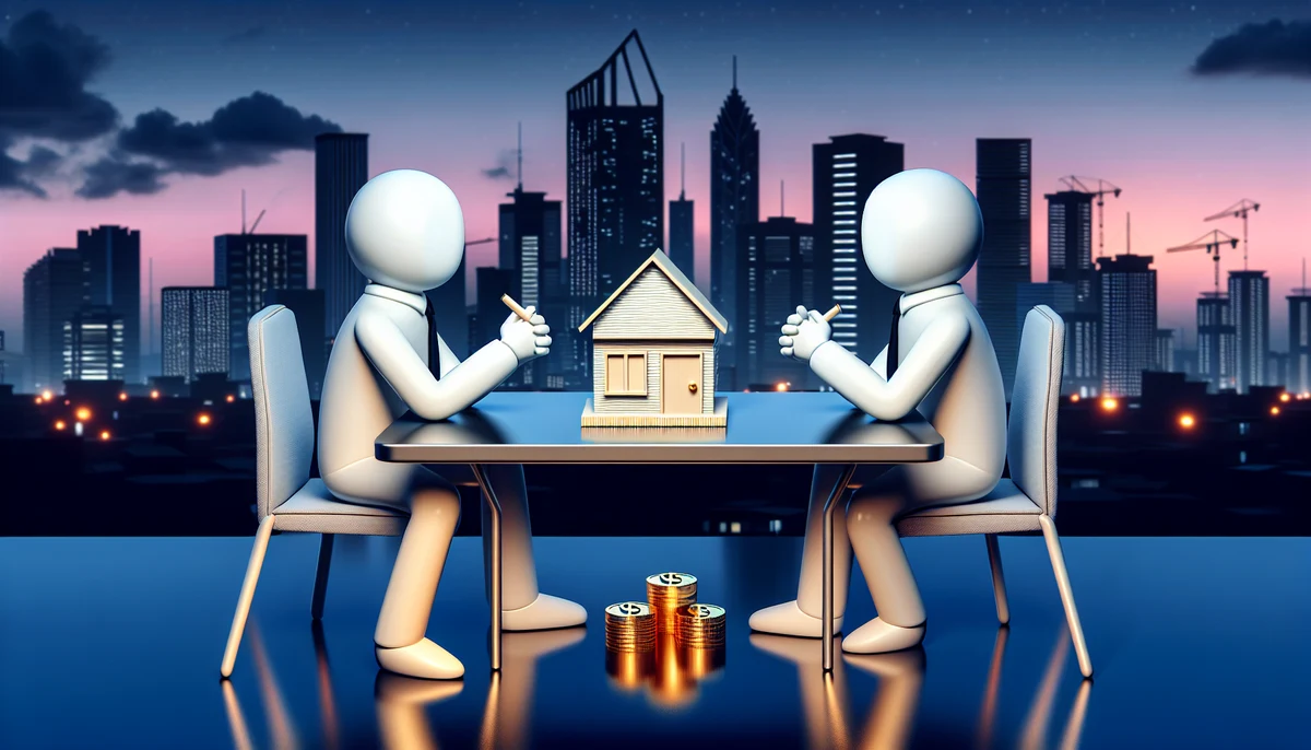 Negotiation table with buyer and seller discussing title insurance