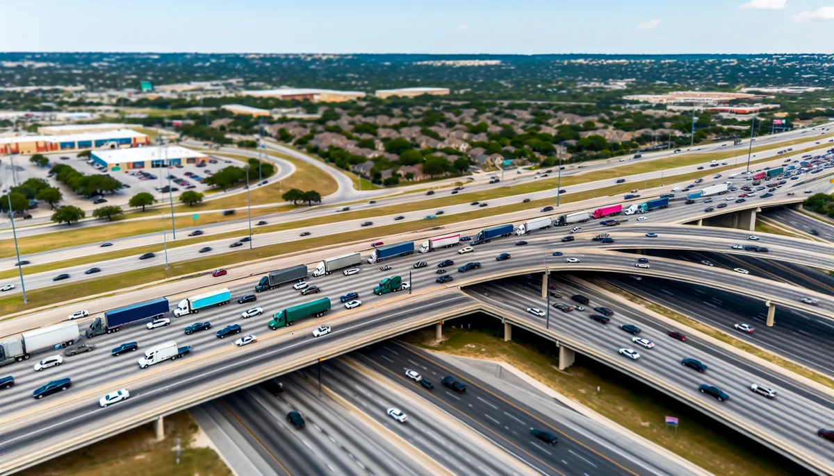 Highway intersection with traffic in Cedar Park vs Leander