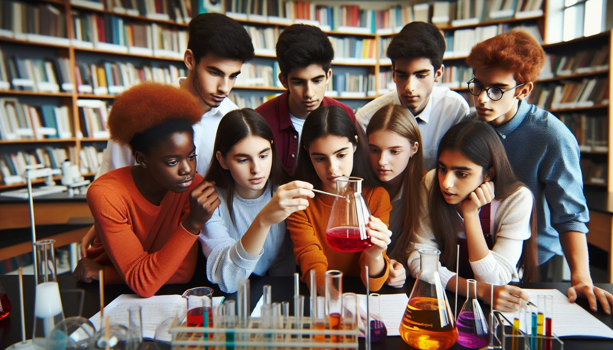 Diverse group of students engaged in a science experiment