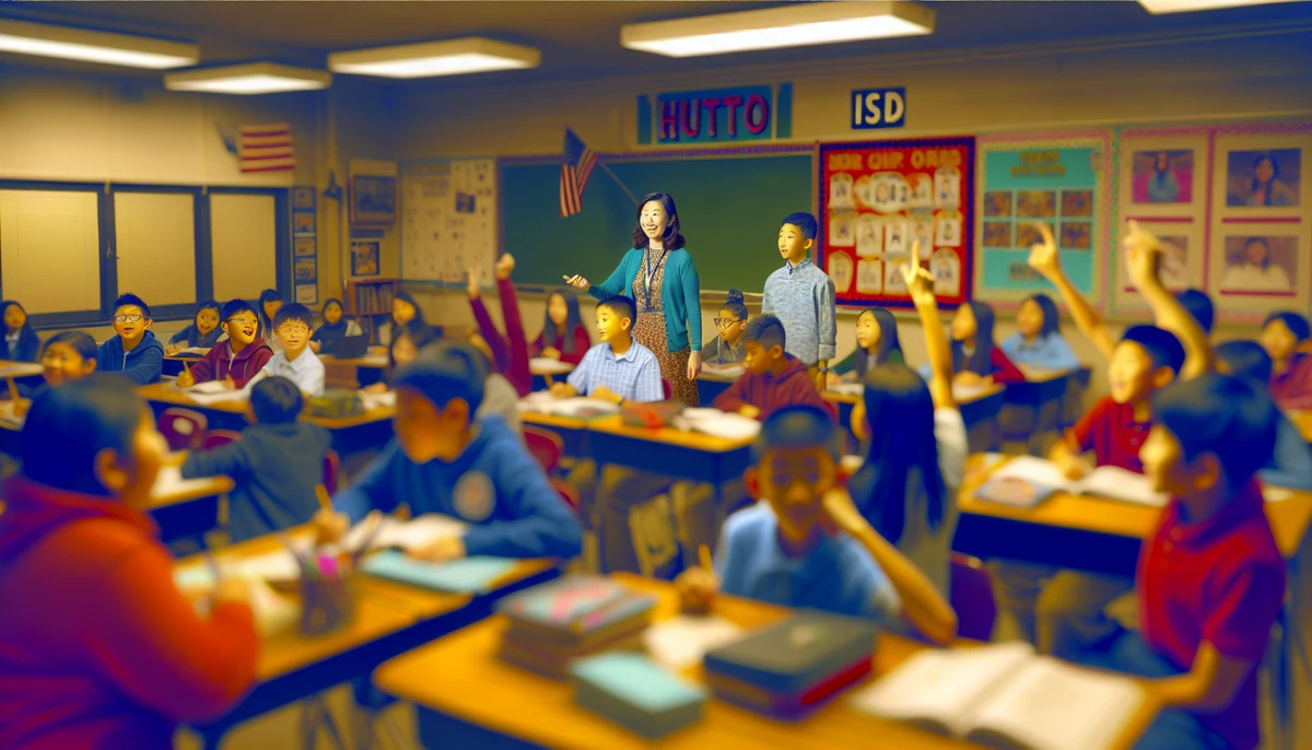 Qualified teacher interacting with students at Hutto ISD