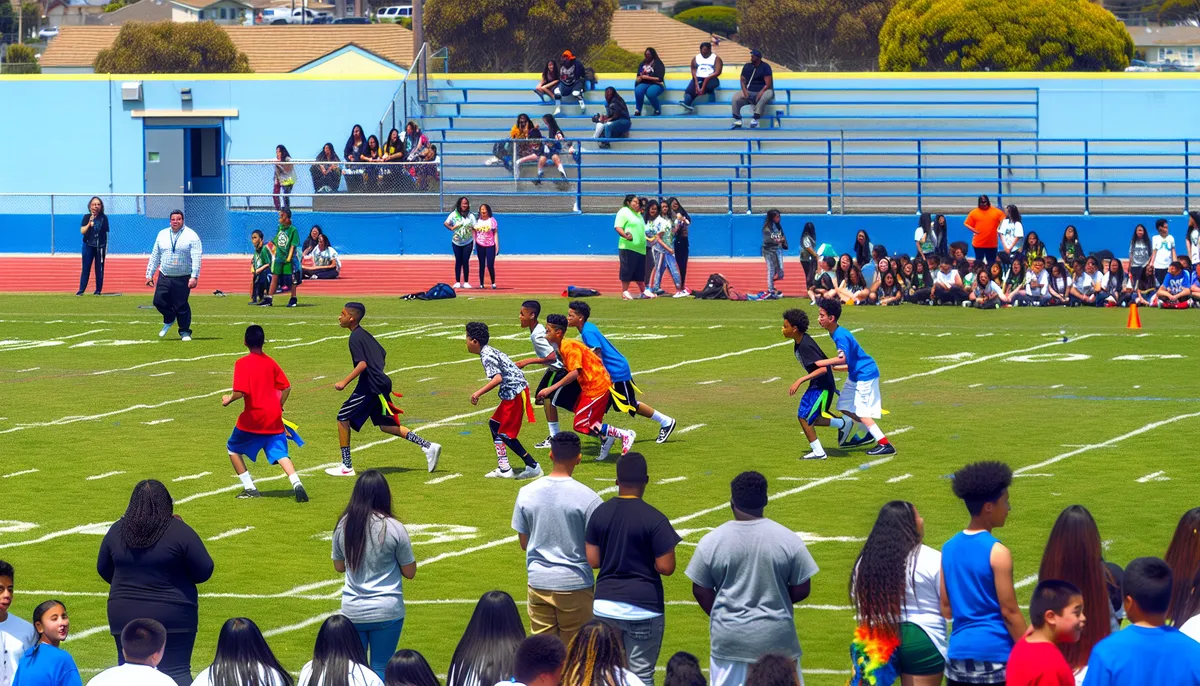 Students competing in a sports event at Lake Travis ISD