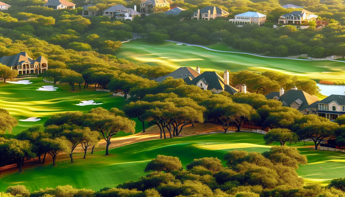 Golf course and luxury homes in Spanish Oaks gated community