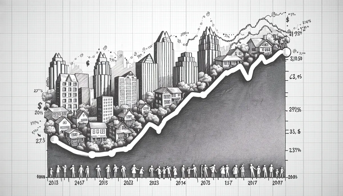 Graph showing the increase in median home prices