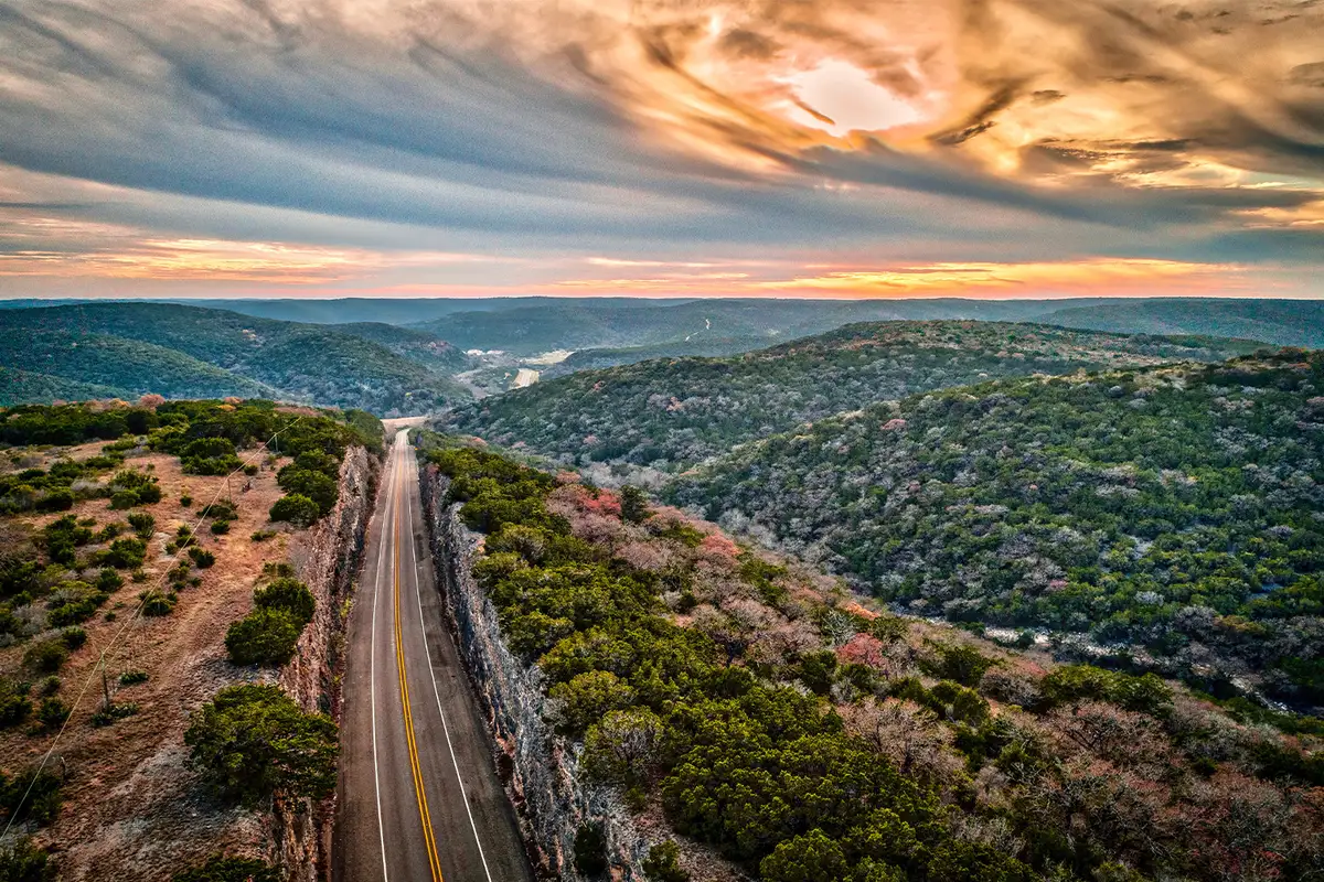 A view of the Texas Hill Country from Leander, TX