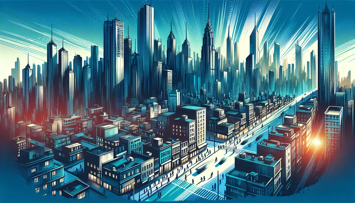 Illustration of a city with rising cost of living